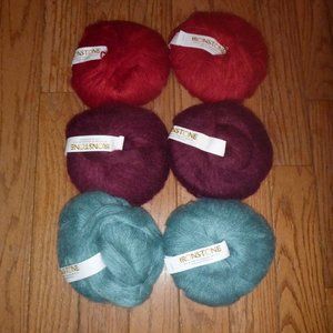 6 Skeins Ironstone Herb Garden Mohair Blend Yarn Colors Flame Herb Sage Burgundy